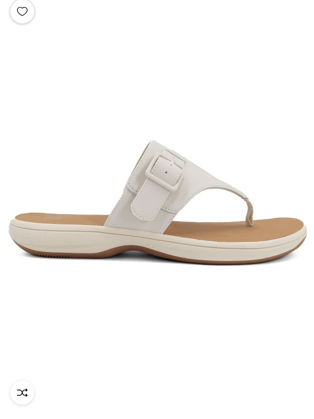 Time and Tru White Buckle Thong Sandals with Tan Footbed - Picture 4 of 7